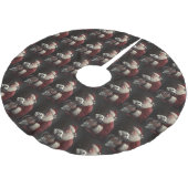 ダルマティアンウィズサンタクロースフェスティバルクリスマス ブラッシュドポリエステルツリースカート (アングル)