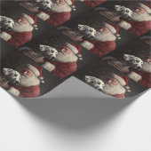 ダルマティアンウィズサンタクロースフェスティバルクリスマス ラッピングペーパー (角)