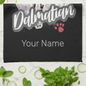 ダルマティアンウィズポーヴィンテージ愛犬家デザイン キッチンタオル (折り畳み)