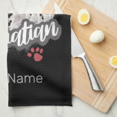 ダルマティアンウィズポーヴィンテージ愛犬家デザイン キッチンタオル (四つ折り)