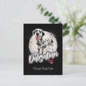 ダルマティアンウィズポーヴィンテージ愛犬家デザイン シーズンポストカード (スタンド正面)