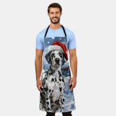 ダルマティアンウィンターワンダーランドクリスマスジョイ エプロン (着用した状態)