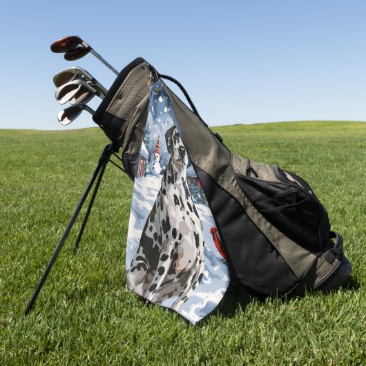 ダルマティアンウィンターワンダーランドクリスマスジョイ ゴルフタオル (グリーン)