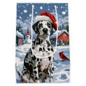 ダルマティアンウィンターワンダーランドクリスマスジョイ ミディアムペーパーバッグ (裏面)