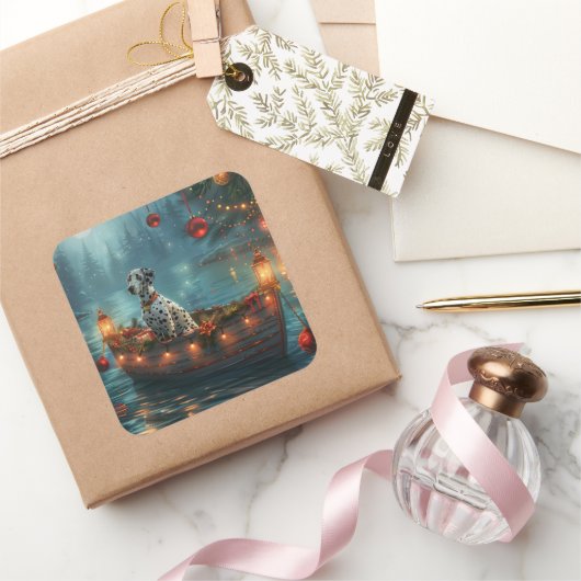 ダルマティアンクリスマスフェスティバル航海 スクエアシール (ギフト)