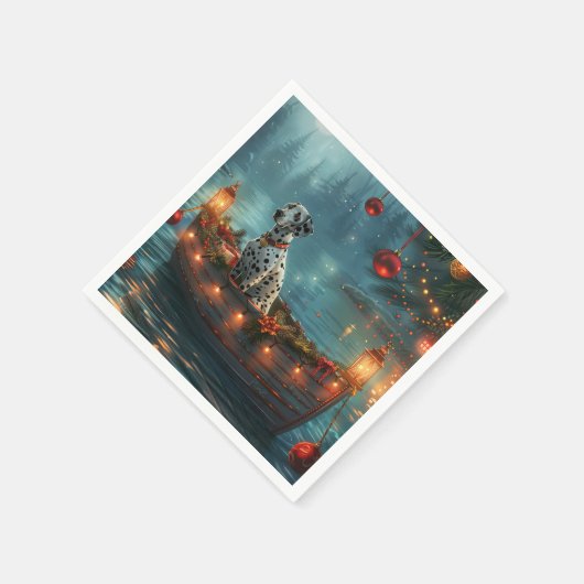 ダルマティアンクリスマスフェスティバル航海 スタンダードカクテルナプキン (角)