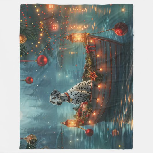 ダルマティアンクリスマスフェスティバル航海 フリースブランケット (正面)