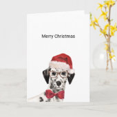 ダルマティアンサンタクリスマスカード カード (黄色い花)