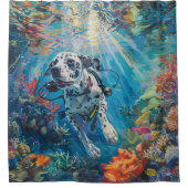 ダルマティアンスキューバダイビング水中 シャワーカーテン (正面)