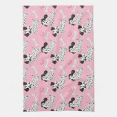ダルマティアンズの子犬、黒い斑点、ピンクのおもちゃのボール白 キッチンタオル (縦)