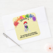 ダルマティアンドッグおもしろいアートバースデーパーティー スクエアシール (封筒)