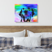 ダルマティアンドッグウォーターカラースプラッシュアートポートレート キャンバスプリント (インサイチュ (寝室))