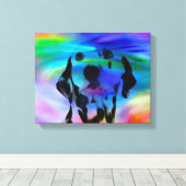 ダルマティアンドッグウォーターカラースプラッシュアートポートレート キャンバスプリント (インサイチュ (ウッドフロア))