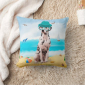 ダルマティアンドッグオンビーチ クッション (ブランケット)