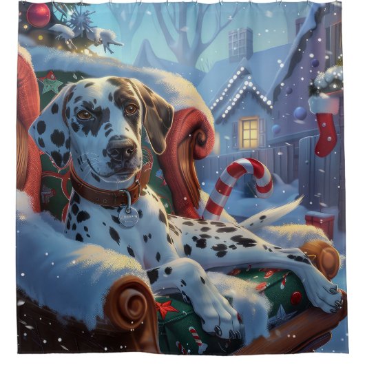 ダルマティアンドッグクリスマスフェスティバル シャワーカーテン (正面)