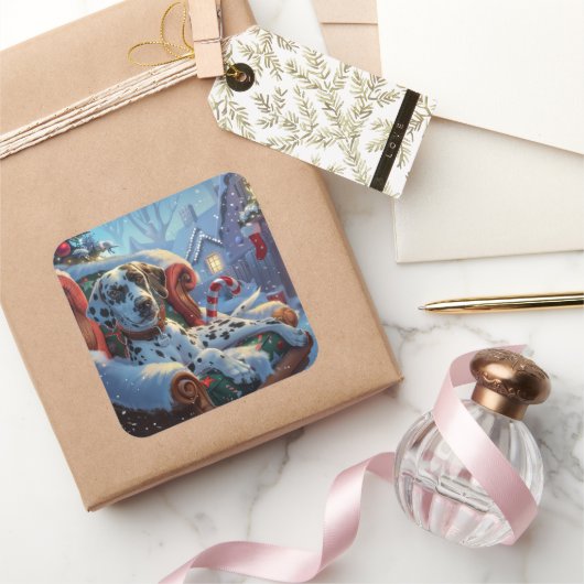 ダルマティアンドッグクリスマスフェスティバル スクエアシール (ギフト)