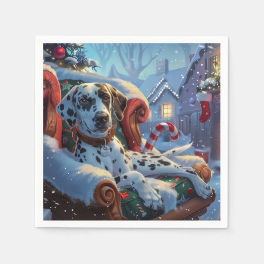 ダルマティアンドッグクリスマスフェスティバル スタンダードカクテルナプキン (正面)