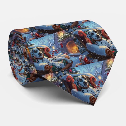ダルマティアンドッグクリスマスフェスティバル ネクタイ (ロール)