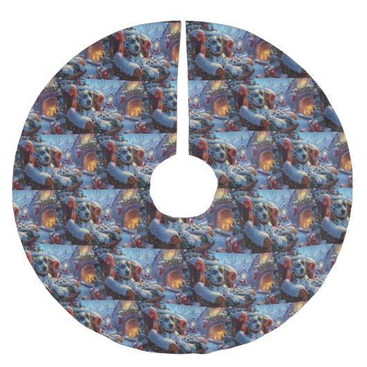 ダルマティアンドッグクリスマスフェスティバル ブラッシュドポリエステルツリースカート (正面)