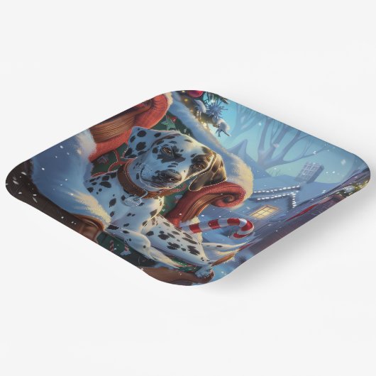 ダルマティアンドッグクリスマスフェスティバル ペーパープレート (傾斜あり)