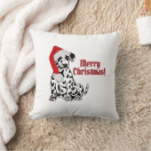 ダルマティアンドッグストッキングキャップメリークリスマスホワイト クッション (ブランケット)