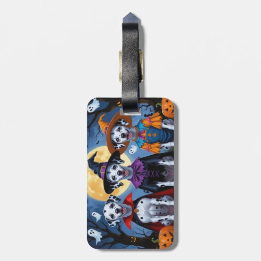 ダルマティアンドッグスパンプキンハロウィンおもしろい ラゲッジタグ (裏面縦)