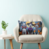 ダルマティアンドッグスパンプキンハロウィンおもしろい ランバークッション (椅子)