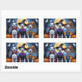 ダルマティアンドッグスパンプキンハロウィンおもしろい 長方形シール (シート)