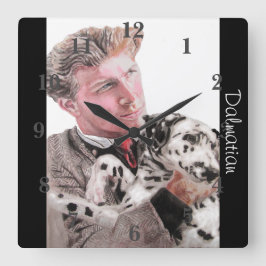 ダルマティアンドッグドッグズアート動物子供子供部屋時計 スクエア壁時計