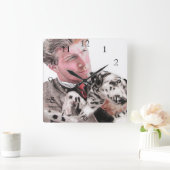 ダルマティアンドッグドッグズアート動物子供子供部屋時計 スクエア壁時計 (ホーム)