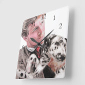 ダルマティアンドッグドッグズアート動物子供子供部屋時計 スクエア壁時計 (傾斜)