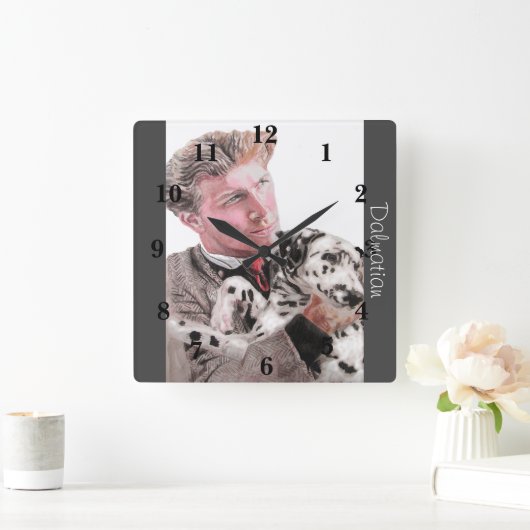 ダルマティアンドッグドッグズアート動物子供子供部屋時計 スクエア壁時計 (ホーム)