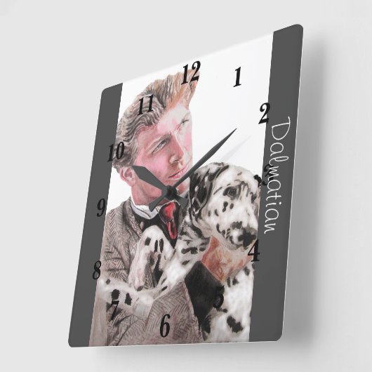 ダルマティアンドッグドッグズアート動物子供子供部屋時計 スクエア壁時計 (傾斜)