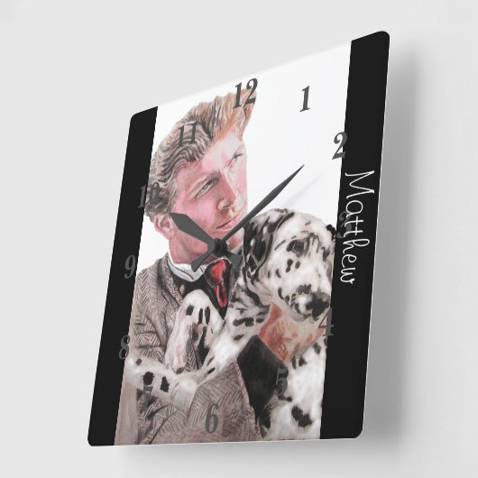 ダルマティアンドッグドッグズアート動物子供子供部屋時計 スクエア壁時計 (傾斜)