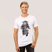 ダルマティアンドッグバイクもしくは自転車に乗る人 トライブレンドＴシャツ (正面全面)