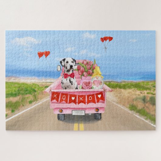ダルマティアンドッグバレンタインズデイトラックハート ジグソーパズル (横)