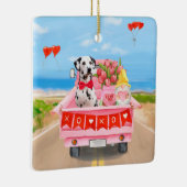 ダルマティアンドッグバレンタインズデイトラックハート セラミックオーナメント (右)