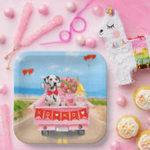 ダルマティアンドッグバレンタインズデイトラックハート ペーパープレート (パーティー)