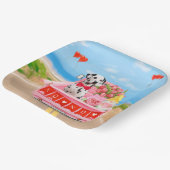 ダルマティアンドッグバレンタインズデイトラックハート ペーパープレート (傾斜あり)