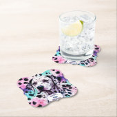 ダルマティアンドッグピンクパープルターコイズ誕生日 ペーパーコースター (インサイチュ)