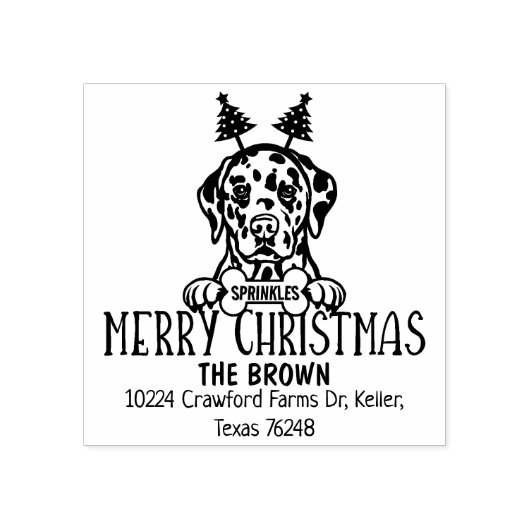 ダルマティアンドッグメリークリスマス差出人住所 ラバースタンプ (インプリント)