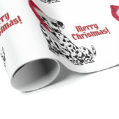 ダルマティアンドッグレッドストッキングキャップメリークリスマス ラッピングペーパー (ロールコーナー)