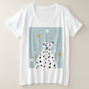 ダルマティアンドッグ抽象芸術イラストレーションアート プラスサイズTシャツ