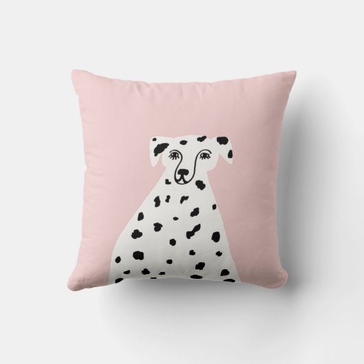 ダルマティアンドッグ抽象芸術イラストレーションピンク クッション (裏面)