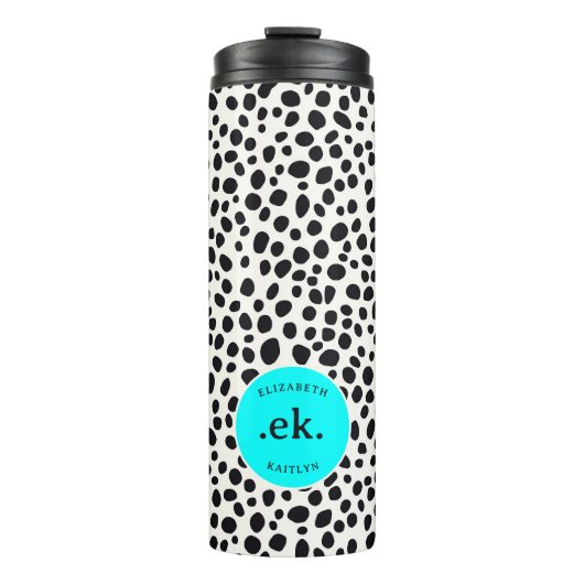 ダルマティアンドッグ抽象芸術パターンアクアブルーモノグラム タンブラー (正面)