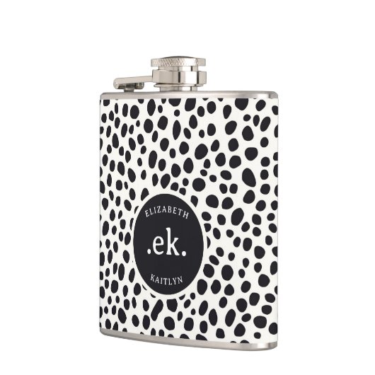ダルマティアンドッグ抽象芸術パターンモノグラム フラスク (左)