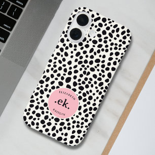 ダルマティアンドッグ抽象芸術パターン赤面ピンクモノグラム iPhone 16ケース