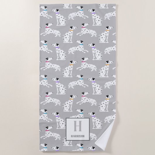 ダルマティアンドッグ水玉模様動物の水彩キッズ ビーチタオル (正面)