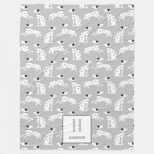 ダルマティアンドッグ水玉模様動物の水彩キッズ フリースブランケット (正面)