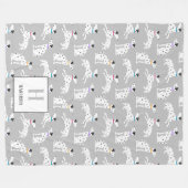 ダルマティアンドッグ水玉模様動物の水彩キッズ フリースブランケット (正面(横))